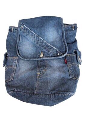 Levis Denim Backpack With Adjustable Straps & Multiple Pockets Vintage Style